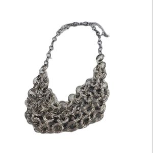 Peruna silver crystal chainmaille link necklace 16"